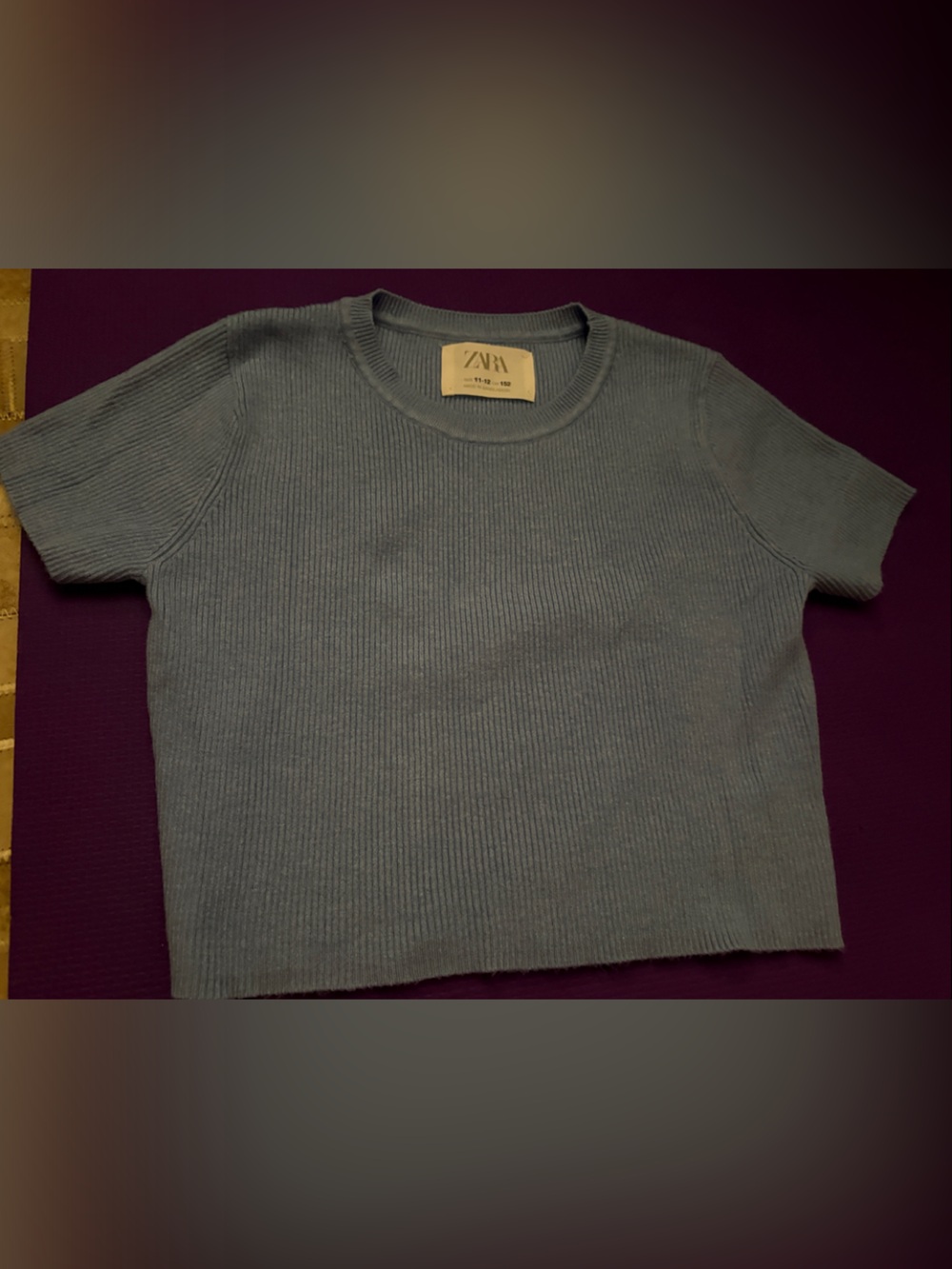 ZARA Girls Ribbed Crewneck Sweater in Pale Blue